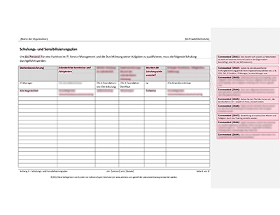 Schulungs- und Sensibilisierungsplan (ISO 20000) - 20000Academy