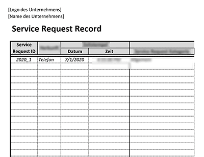 Service Request Aufzeichnung (ISO 20000) - 20000Academy