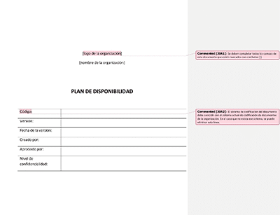 Plan de disponibilidad (ISO 20000) - 20000Academy