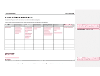 Jährliches internes Audit- Programm (ISO 20000) - 20000Academy