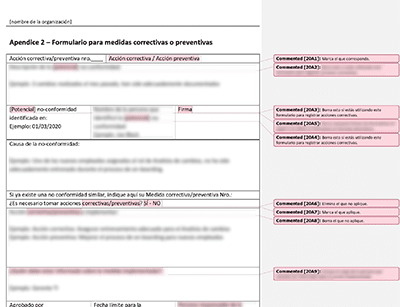 Formulario para medidas correctivas o preventivas (ISO 20000) - 20000Academy