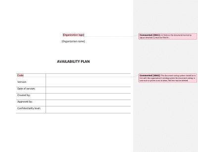 Availability Plan (ISO 20000) - 20000Academy