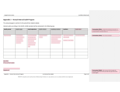 Annual Internal Audit Program (ISO 20000) - 20000Academy