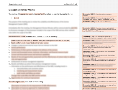 Management Review Minutes (ISO 20000) - 20000Academy